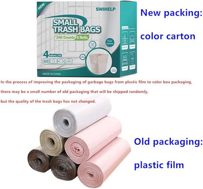 SWIHELP Trash Bags, 4 Gallon / 15 Liters Small Garbage Bags