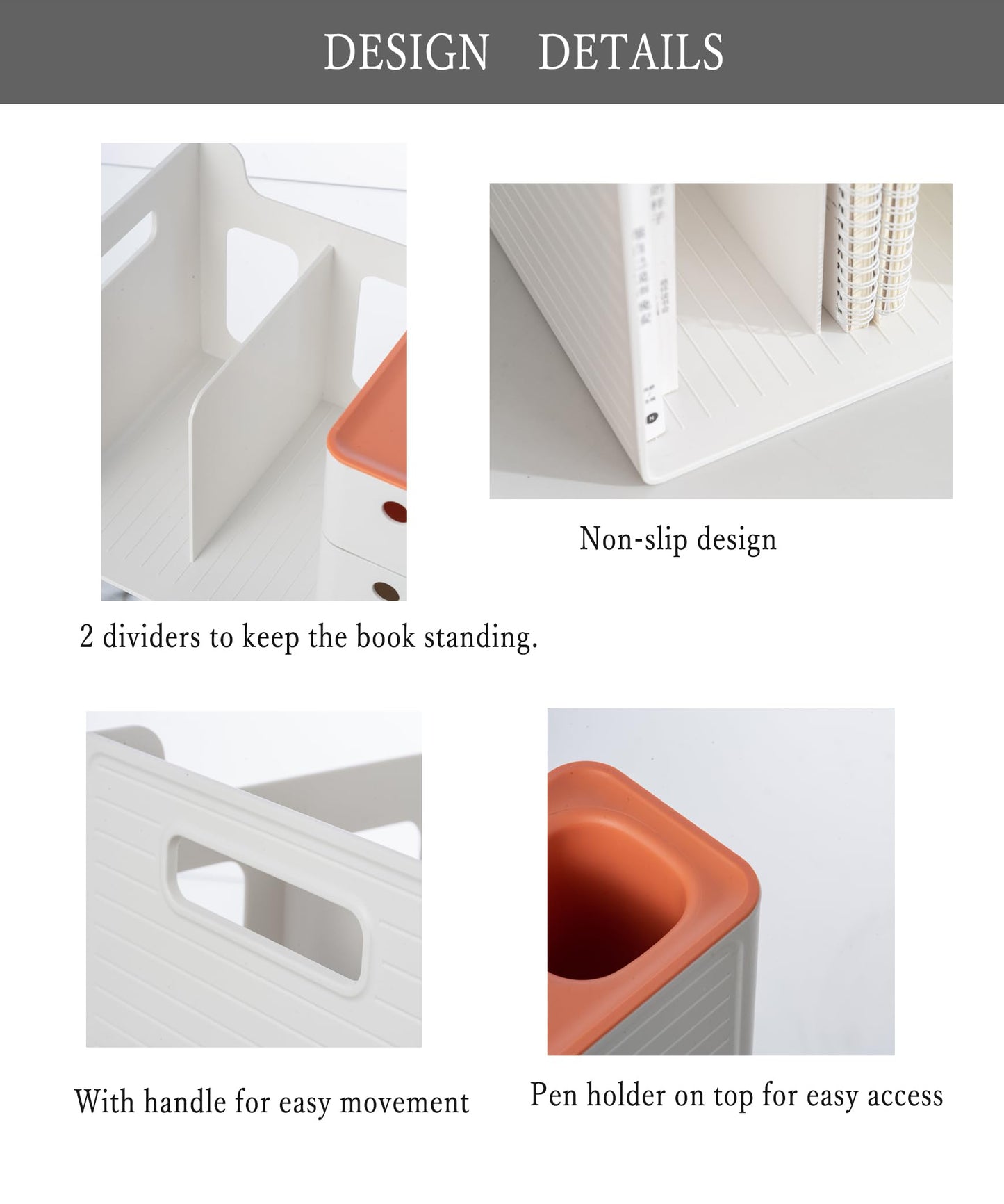 HKeeper White Plastic Desktop Organizer with File slots,3-tier Drawers with Pen Holder,Book Stand for Office Supplies and Desk Accessories (White+Grey)