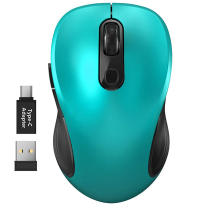 WisFox 2.4G Wireless Mouse for Laptop, Ergonomic Computer Mouse with USB Receiver and 3 Adjustable Levels, 6 Button Wireless Mice for Windows Mac PC Notebook (Grey)