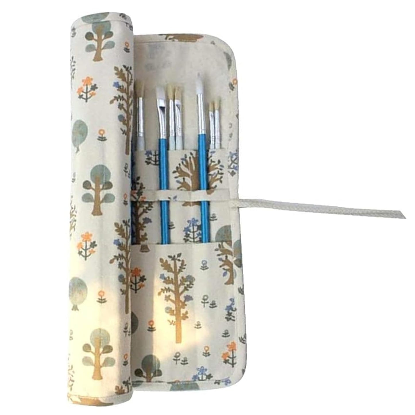 Funny Paint Brush Holder Storage 20 Slots Art Brush Roll Canvas Pouch Artist Paint Brush Holder Roll Up Brush Bag Case Storage Canvas Pouch for Watercolor Gouache