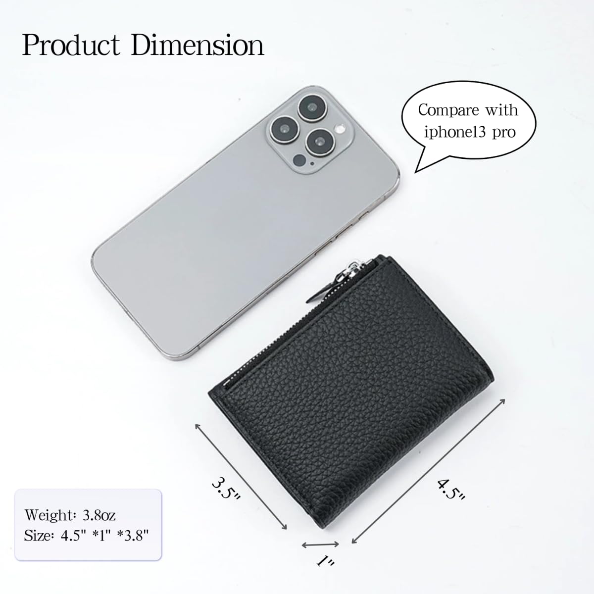 Mudono Women’s Wallet Small Genuine Leather Credit Card Holder RFID Blocking Tri-Fold Wallet With ID Window and Zipper Pocket