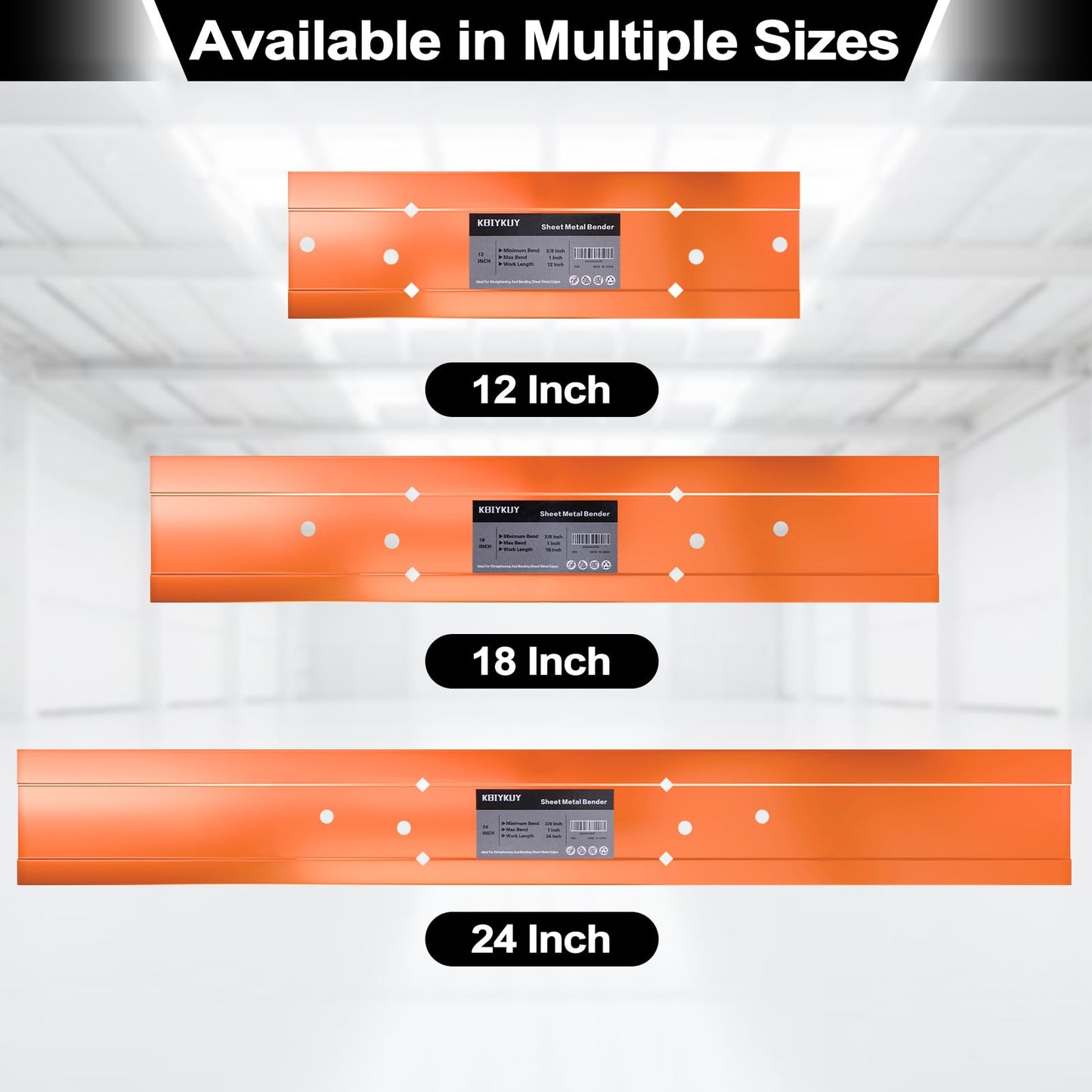 Kbiykuy Sheet Metal Bender Folding Tool, 12 Inch Hand Seamer for HVAC Ductwork, Roofing & Metal Panels, 3/8" & 1" Fold Depth, Heavy Duty Steel Brake with High-Visibility Orange Finish