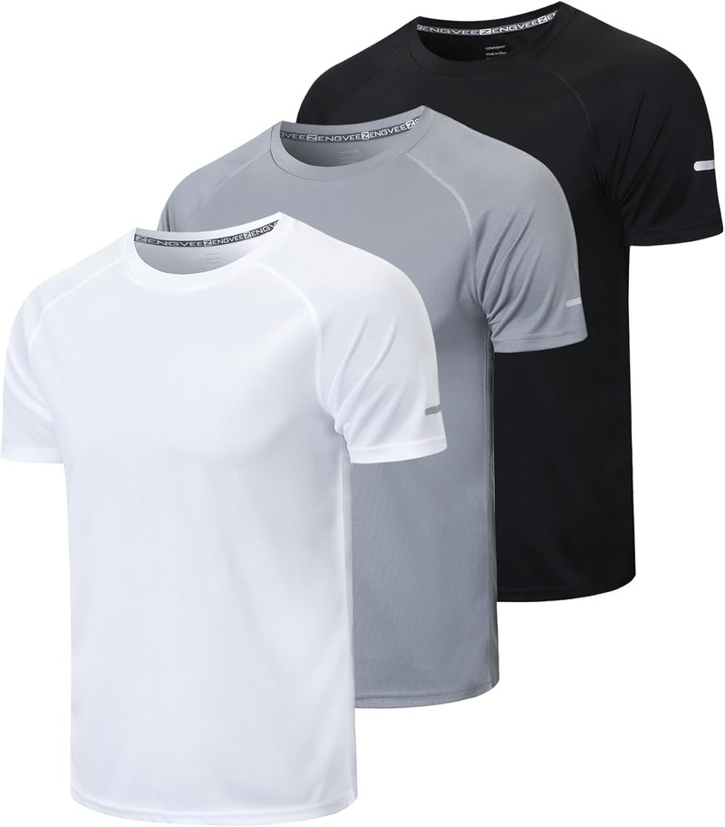 Men's Quick-Dry Workout Shirts - Moisture-Wicking Short Sleeve Athletic T-Shirts | 1/3 Pack