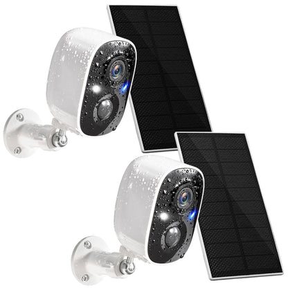 GMK Security Cameras Wireless Outdoor, 2K Color Night Vision AI Motion Detection 2-Way Talk Battery Powered WiFi Home Indoor Camera IP65 Weatherproof Spotlight Siren Alarm Cloud/SD Storage 2-Pack