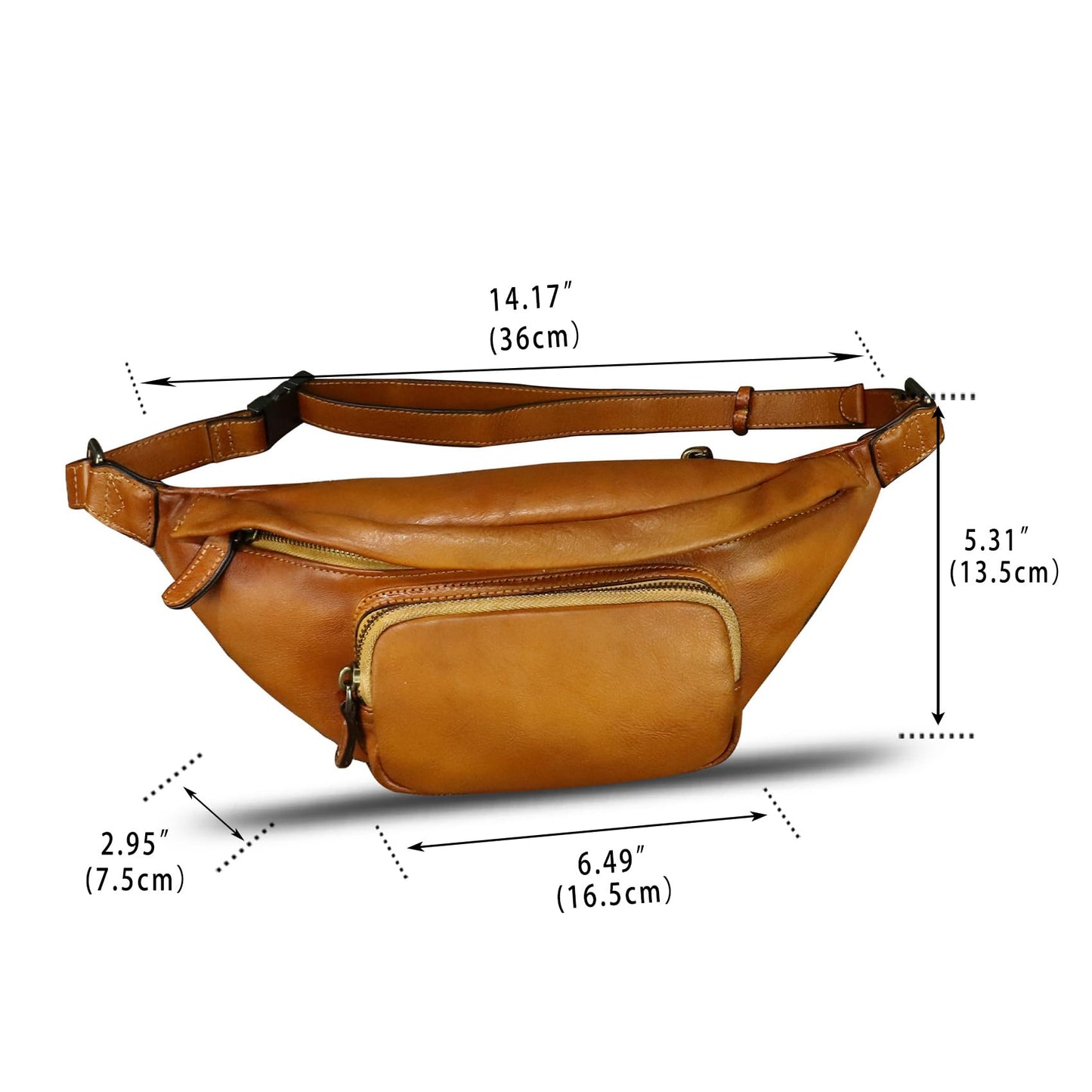 Genuine Leather Fanny Pack for Women and Men Real Leather Crossbody Sling Bag Fashion Waist Bag Chest Purse Pouch (Brown)