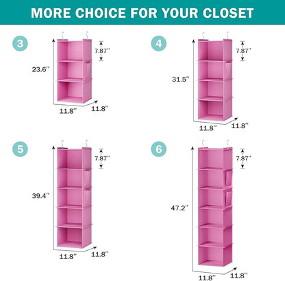 YOUDENOVA Hanging Closet Organizer, 3-Shelf Closet Hanging Storage Shelves