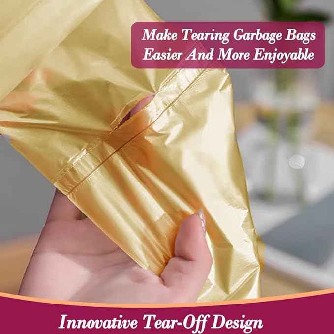 4 Gallon 180pcs Small Gold Trash Bags Strong Golden Garbage Bags, Bathroom