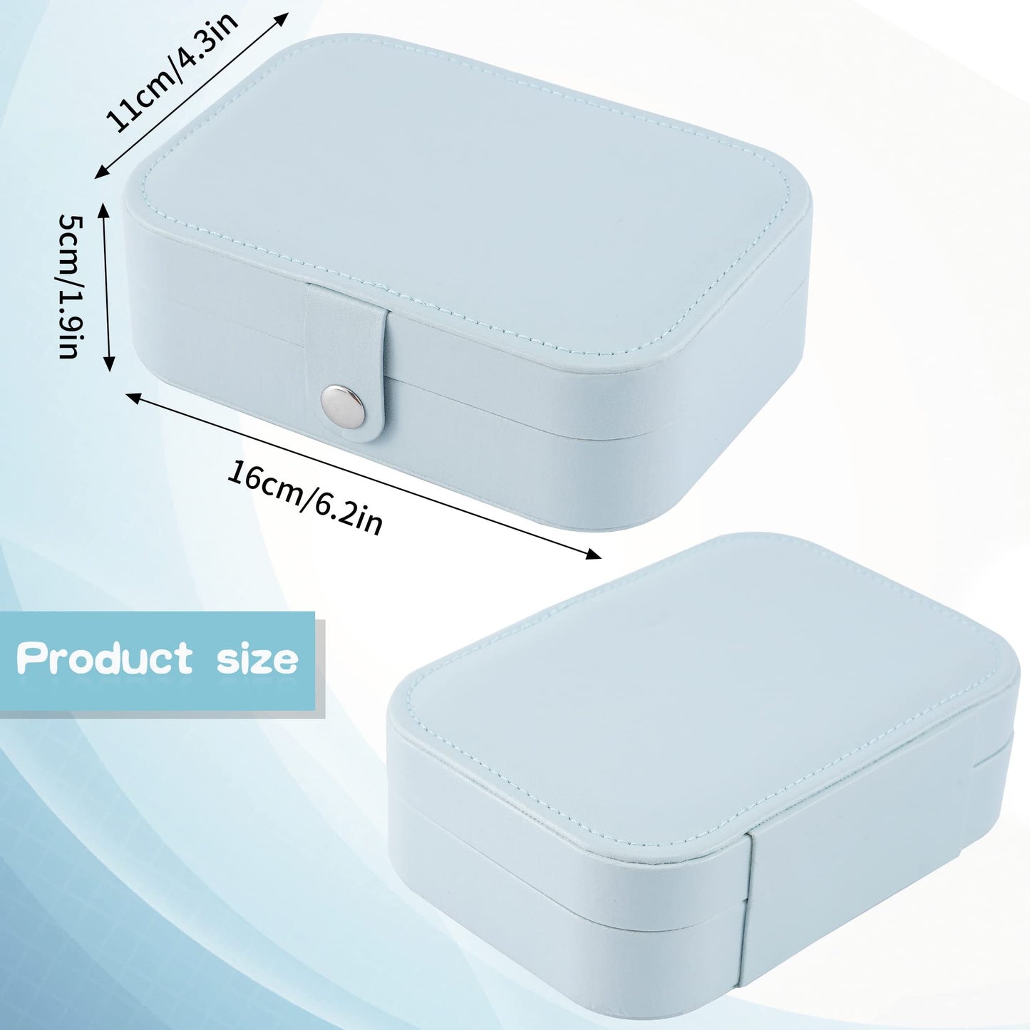 Neveika Travel Jewelry Box, PU Leather Small Jewelry Organizer for Women Girls, Double Layer Portable Mini Travel Case Display Storage Holder Boxes for Stud Earrings, Rings,Necklaces,Bracelets (blue)