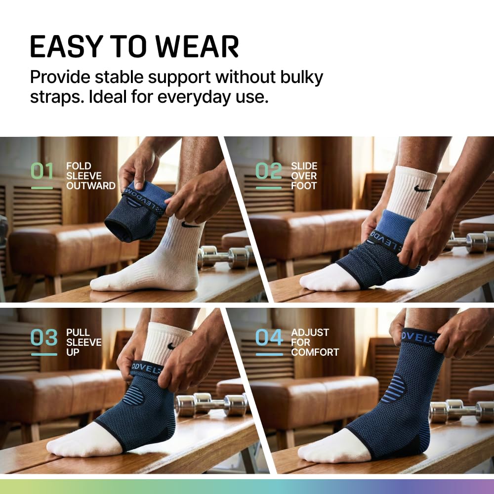 Modvel Foot & Ankle Brace Socks for Sprained Ankle Compression Sleeve - Foot Support for Women & Men - Tendonitis & Arthritis Ankle Brace Sports Running, Torn Ligaments & Women Stabilizing Ankle Wrap