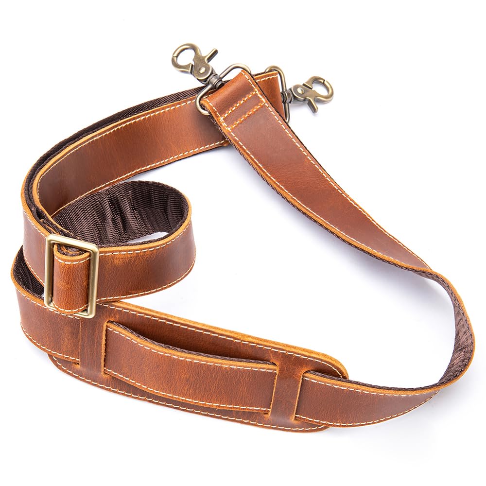 Leather Bag Strap Replacement - Adjustable Shoulder Strap for Messenger Briefcase Duffle Crossbody Bags