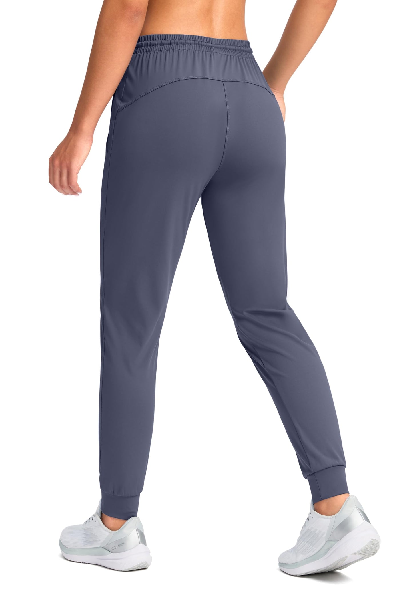 G Gradual Women's Joggers Pants with Zipper Pockets Tapered Running Sweatpants for Women Lounge, Jogging (Dusty Blue, Medium)