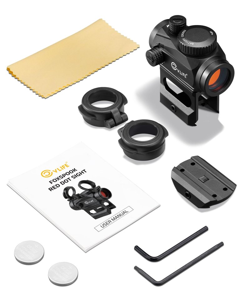 CVLIFE FoxSpook Motion Awake Red Dot Sight,1x20mm 2MOA Red dot Scope Auto On & Off Compact Optics with Low Profile and Lower 1/3 Co-Witness Mount, Flip Up Lens Covers and 12 Brightness Button Settings