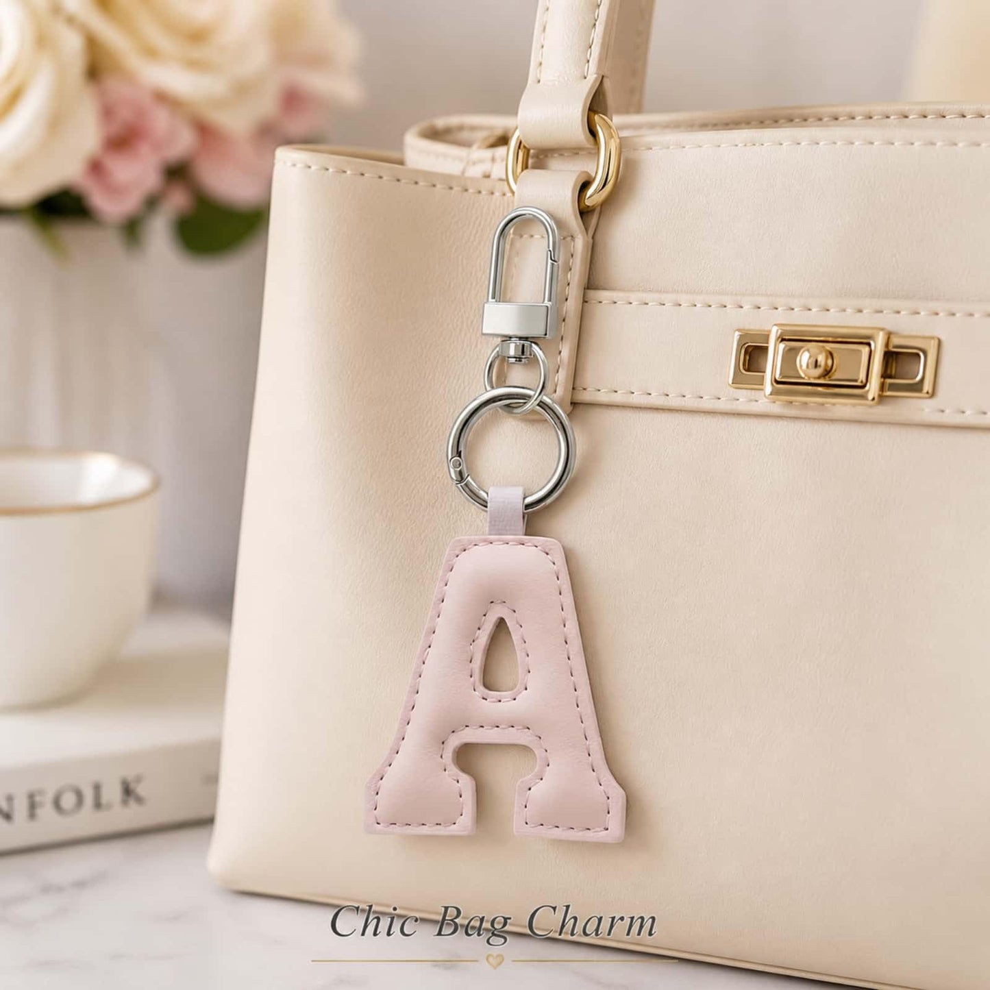 PYNASA Stainless Steel Initial Leather A-Z Charm Keychain for Women Men,Cute Initial Letter Pendant Purse Charm Key Chain Jewelry Accessories Gifts (A)