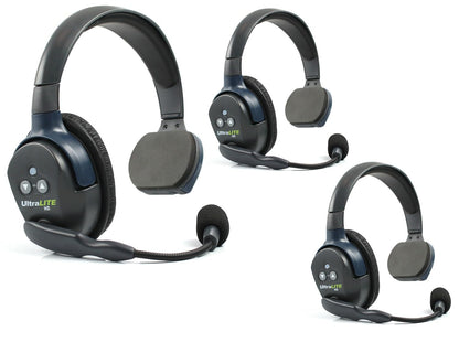 Eartec UL4S Ultralite Full Duplex Wireless Headset Communication for 4 Users - 4 Single Ear Headsets with SolidSignal Cleaning Wipes Bundle