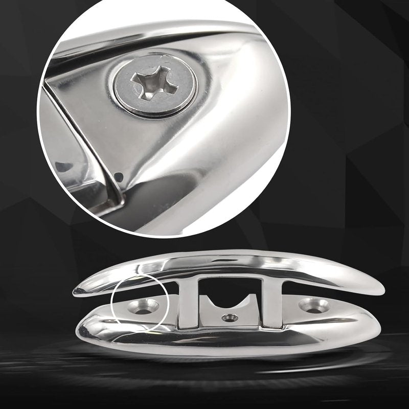 Marine Grade Boat Cleat - 6-Inch 316 Stainless Steel Folding Cleat | Ideal for Kayaks & Docks