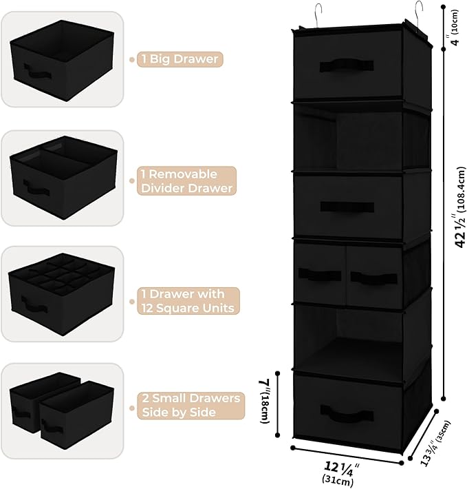 GRANNY SAYS Hanging Closet Organizer 6 Shelves, Closet Organization and Storage