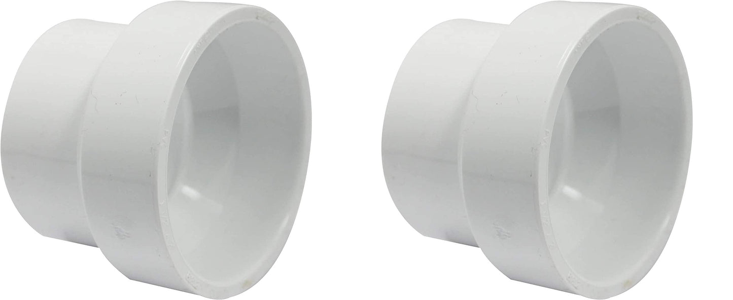 Canplas 193022 PVC DWV Reducing Coupling, 2 x 1-1/2-Inch, White (Pack of 2)