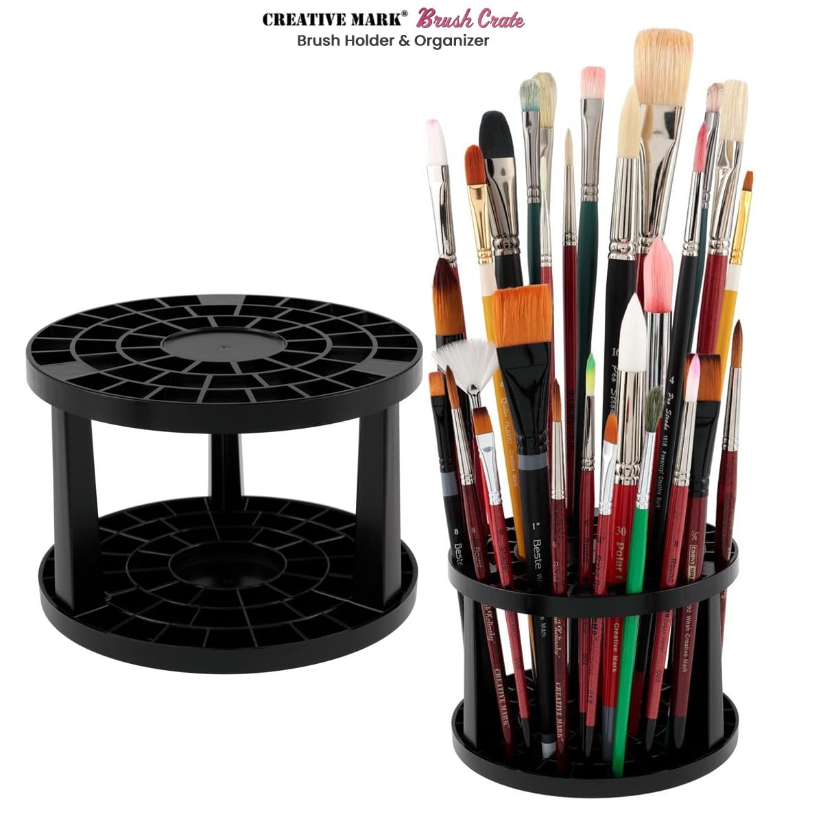 Creative Mark Brush Crate - Brush Storage Holder for Artists, Drying & More! - Black