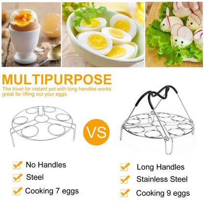 Egg Steamer Rack Trivet with Heat Resistant Handles for Instant Pot Accessories 5,6,8 Quart & Pressure Cooker, Stainless Steel