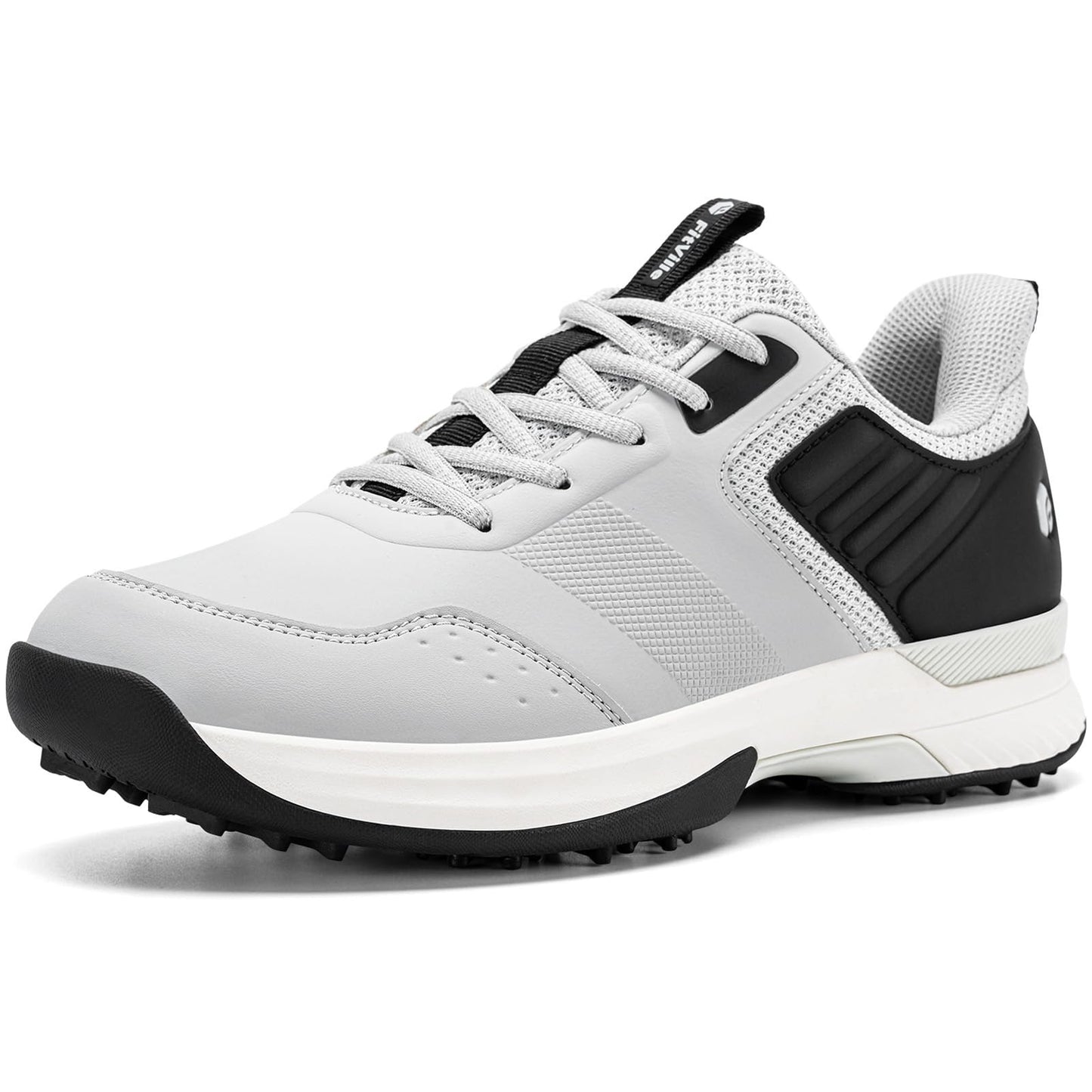FitVille Wide Mens Golf Shoes Waterproof Spiked Golf Shoes for Men with Arch Support, Gray, Size 10.5 Wide, Slip Resistant