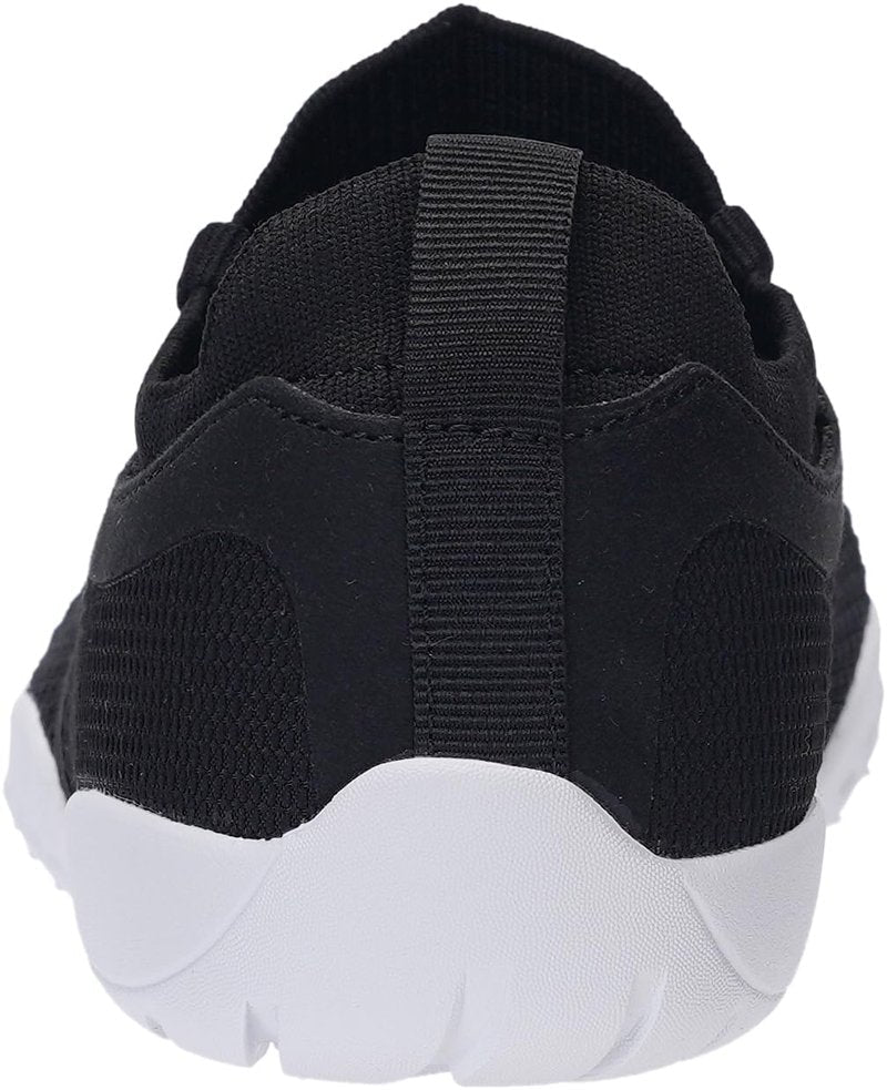 Joomra Women's Wide Minimalist Barefoot Shoes | Wide Toe Box Fashion Sneakers | Zero Drop Grippy Sole Black White Size 7.5-8