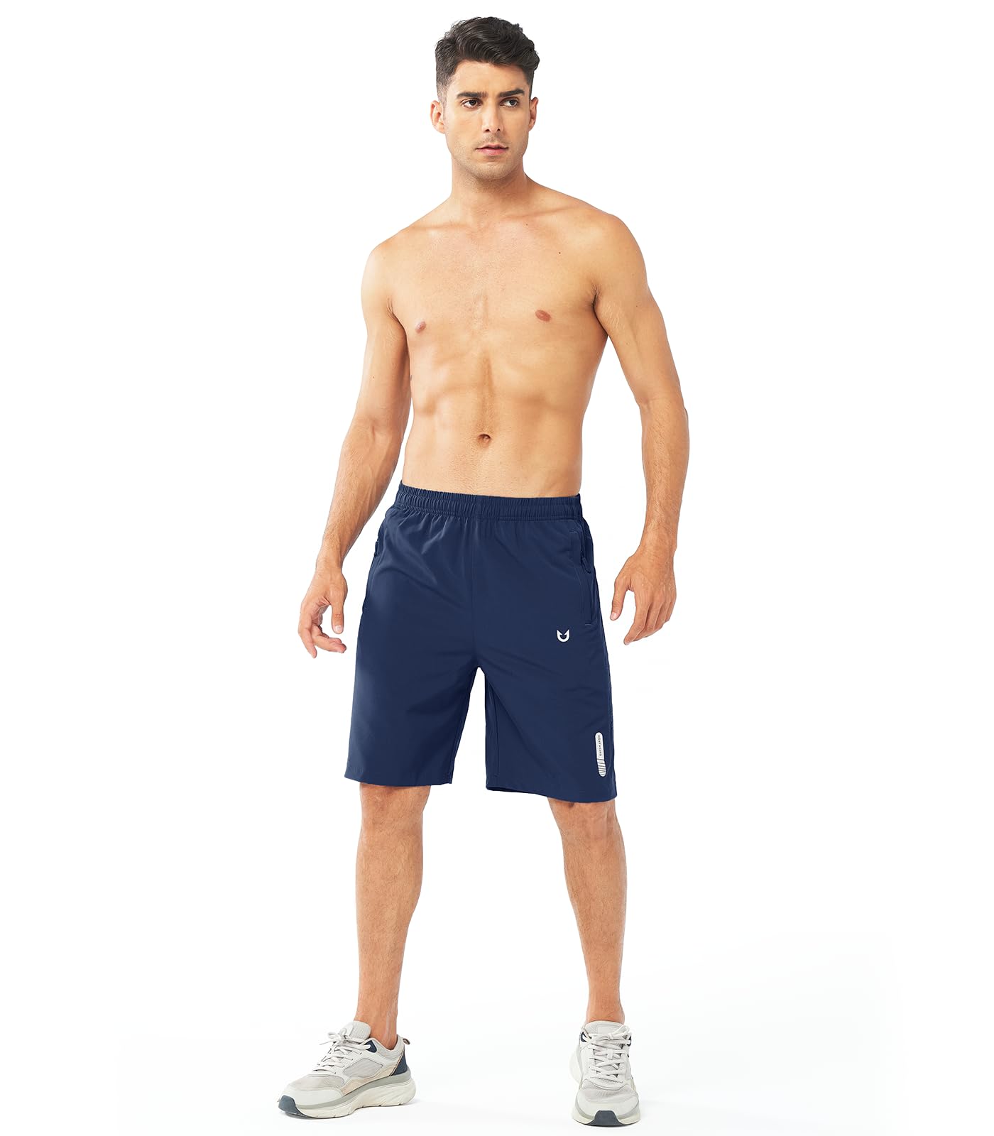 NORTHYARD Men's Athletic Running Shorts Gym Workout 7"/9"/5" Quick Dry Lightweight Sports Basketball Tennis 3 Zipper Pockets DARKBLUE-9inch M