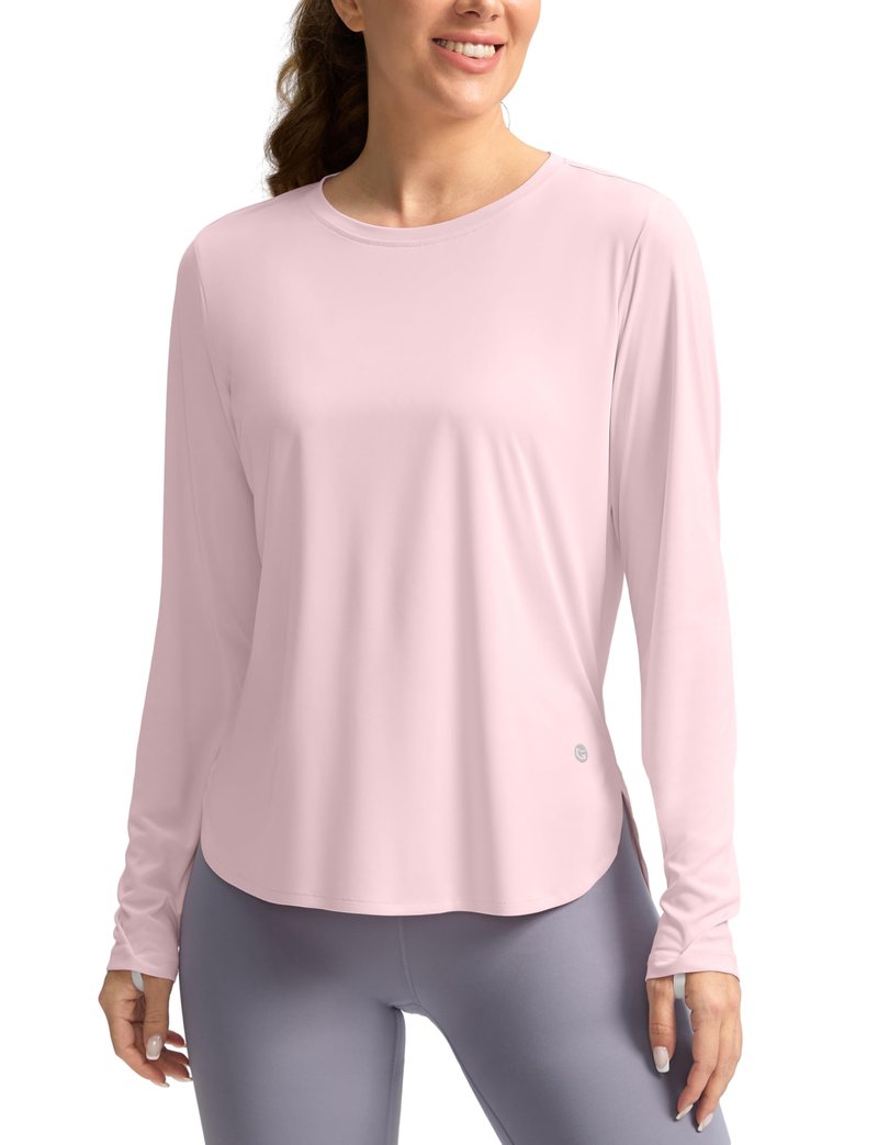 Women's Sun Shirts UPF 50+ Long Sleeve UV Protection Shirt Lightweight Quick Dry Workout Hiking Tops for Women(Seashell Pink,M)