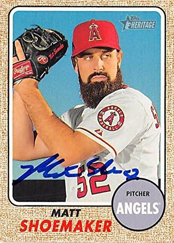 Sports Memorabilia Autograph Warehouse 344396 Matt Shoemaker Autographed Baseball Card - Los Angeles Angels 2017 Topps Heritage No. 173