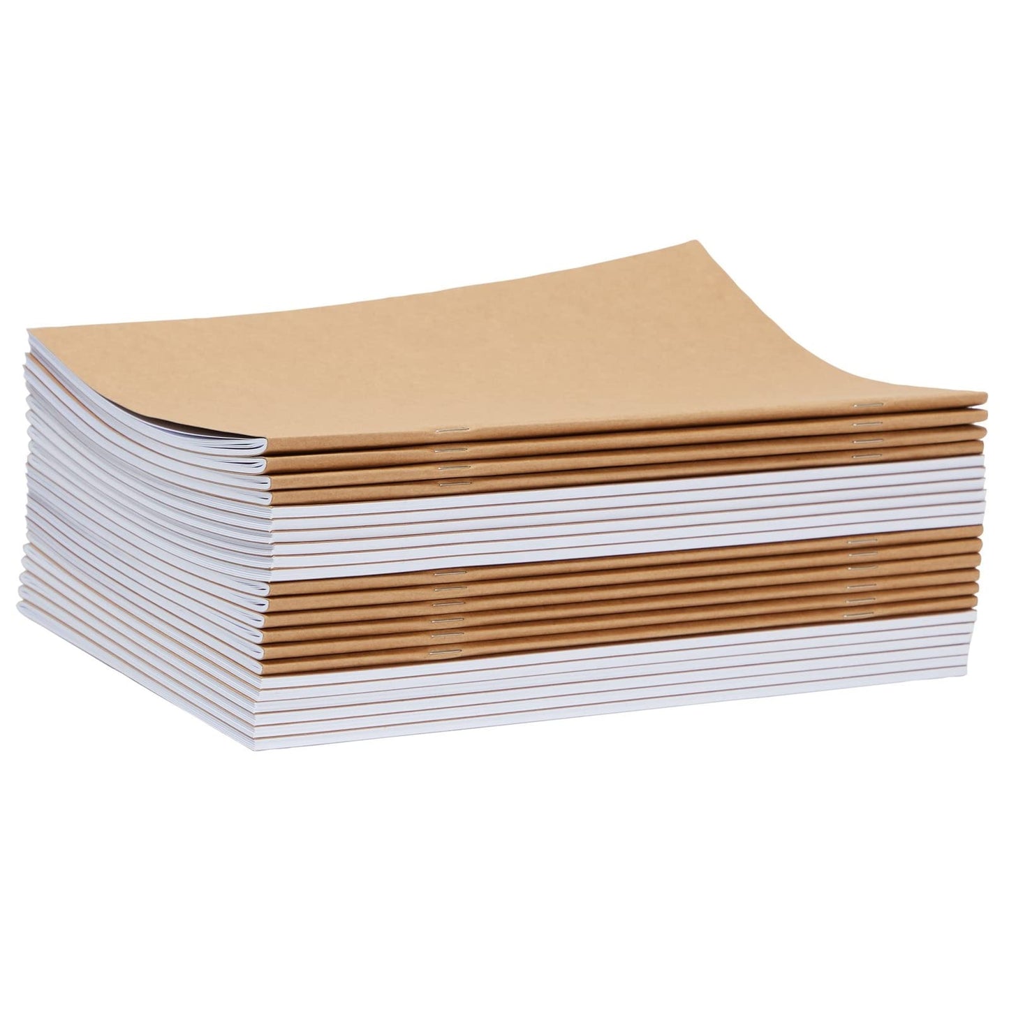 Paper Junkie Journaling Notebooks - 24 Pack, 8.5 x 11 In, Brown, Soft Cover - Blank Unlined Kraft Paper Sketchbooks & Writing Journals Bulk for Sketching & Note Taking