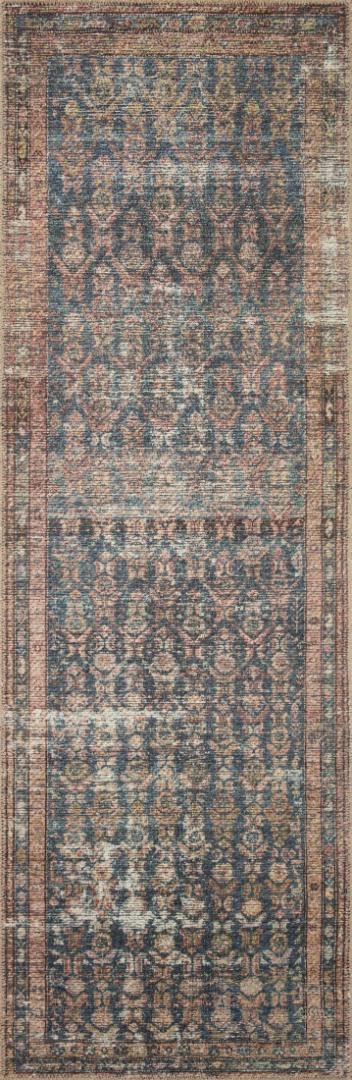 Loloi Amber Lewis Billie Collection, Ocean & Brick 8'-6" x 11'-6" Area Rug – Antique & Distressed Accent Rugs for Living Room, Bedroom, Entryway & Hallway, No Shed High Traffic Area Home Decor Rug