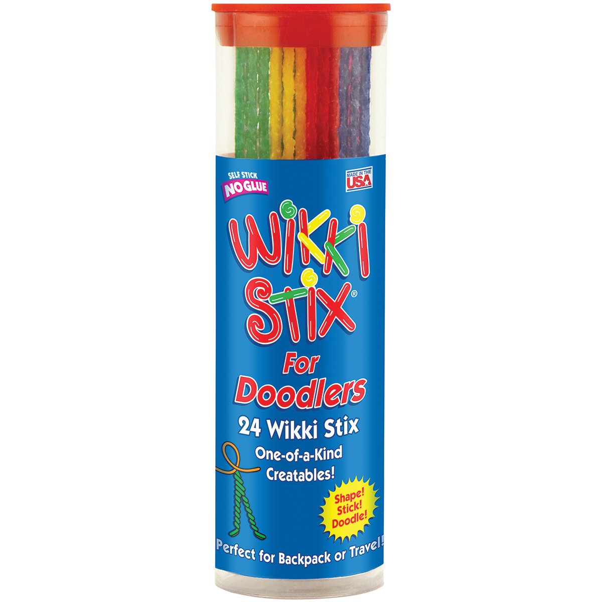 Wikki Stix Doodler Travel Toy for Kids – 24 Reusable Wax Sticks for Sensory Play, Screen-Free Airplane & Road Trip Activity, Mess-Free Fidget Craft for Ages 3+ Made in USA