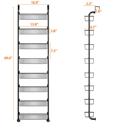 MIAOLI Over The Door Pantry Organizers and Storage, 6-Tier Spice Rack, Home & Kitchen Storage Shelves for Cabinet, Large Capacity Hanging Seasoning Organizer, Laundry Room Organization, Black