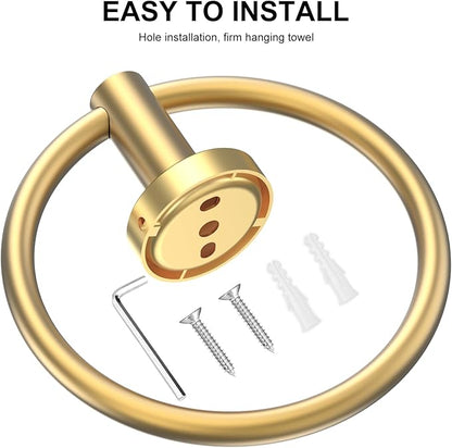 SetSail Towel Holder for Bathroom Wall Screw-in Gold Towel Ring Stainless Steel