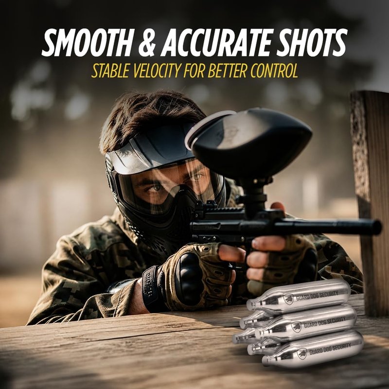 Guard Dog Security CO2 Cartridges - 8g & 12g Non-Threaded for BB Guns, Airsoft Pistols & Paintball Markers | Snug Fit, Solid Seal