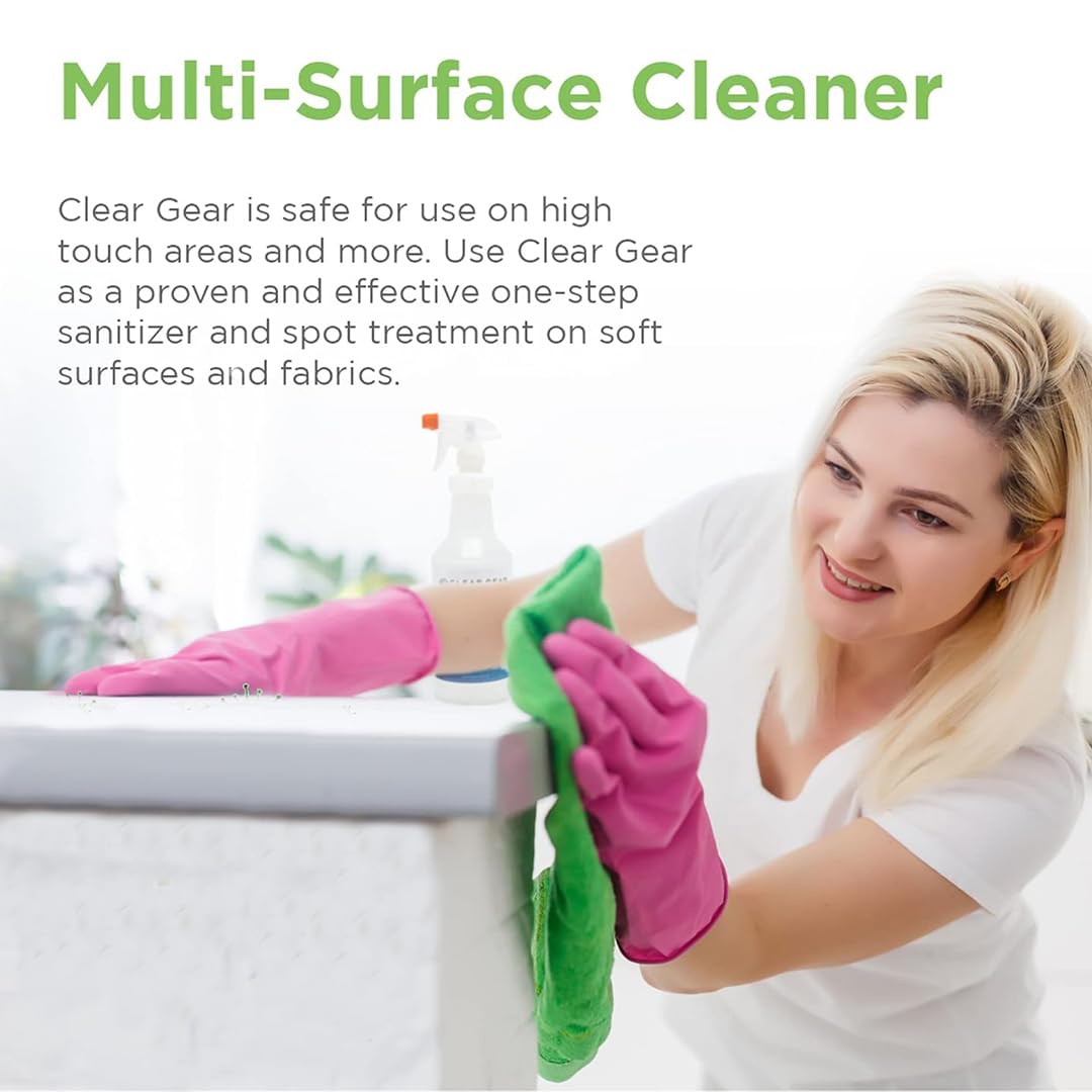 Clear Gear - Disinfectant, Cleaner, and Deodorizer for Sports Equipment, Gyms, and Fitness Centers - EPA-Registered, Hospital Grade, Made in USA - 1 Gallon Bottle