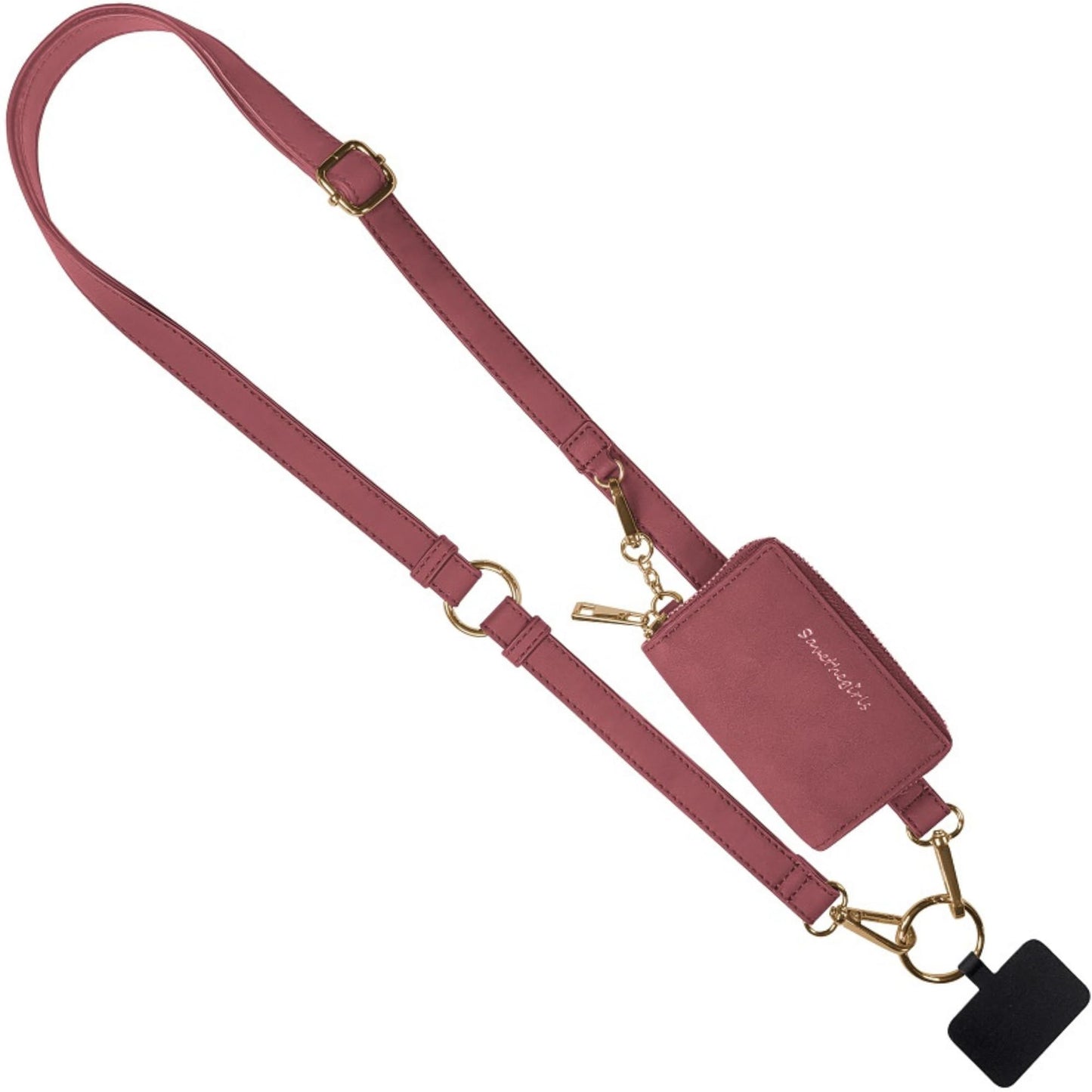 Save the Girls Clip & Go Strap - Cell Phone Strap with Brushed Vegan Leather Pouch - Women’s Crossbody Shoulder Strap-On Purse and Removable Wristlet (Deep Cream Rose)