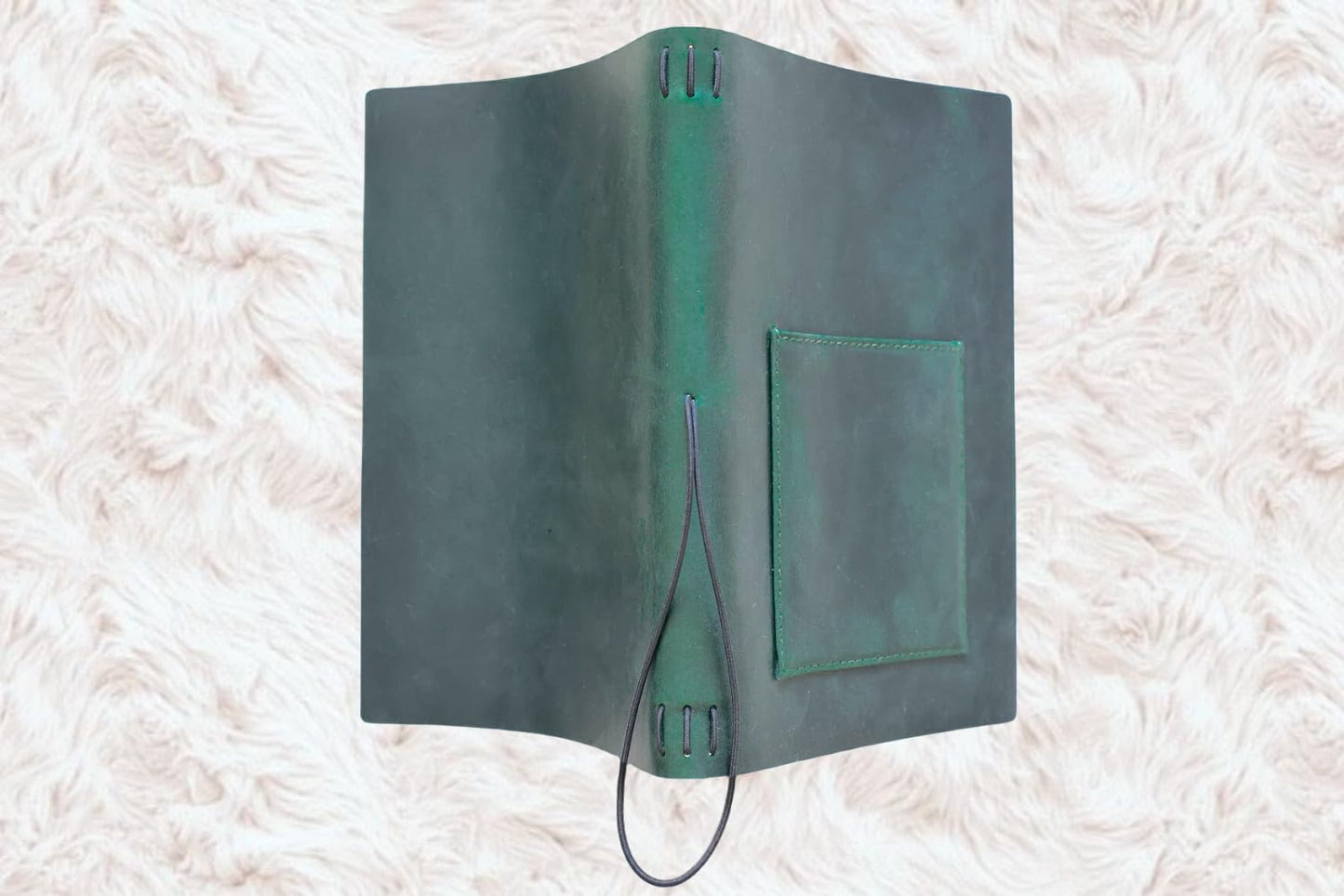 KISSKI Small A5 Travelers Notebook Cover, Refillable Leather Journal Cover for 5.5 x 8.5 Inserts, Personal Planner Organizer Case for Writing/Diary, 6 x 9 in with Pocket, Gift for Women Men, Green