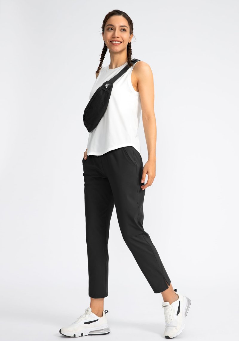 Soothfeel Women's Pants with 4 Pockets 7/8 Stretch High Waisted Sweatpants Travel Athletic Work Golf Pants for Women(Black, X-Large)