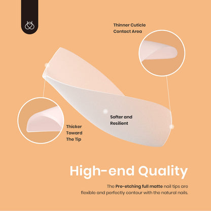 Beetles Gel Nail Extension Kit Almond Shape, Easy 9 in 1 Glue Uv Led Set Etch X Nail Tips Short Almond Half Matte Tips, Gift for Women & Girls, 504 pcs