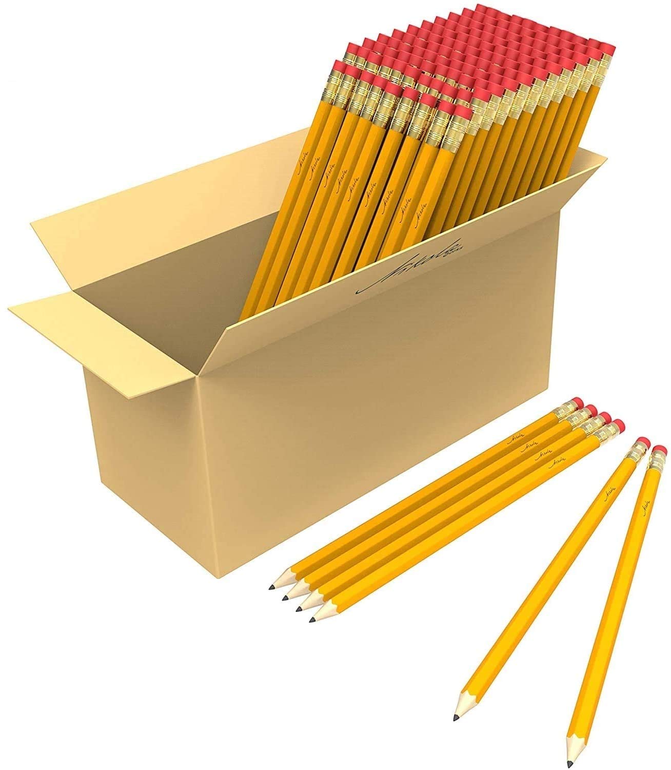 Nikola Works Bulk 650 Pack Premium Pre-Sharpened #2 HB Pencils USA Standard Wood Cased Graphite With Erasers