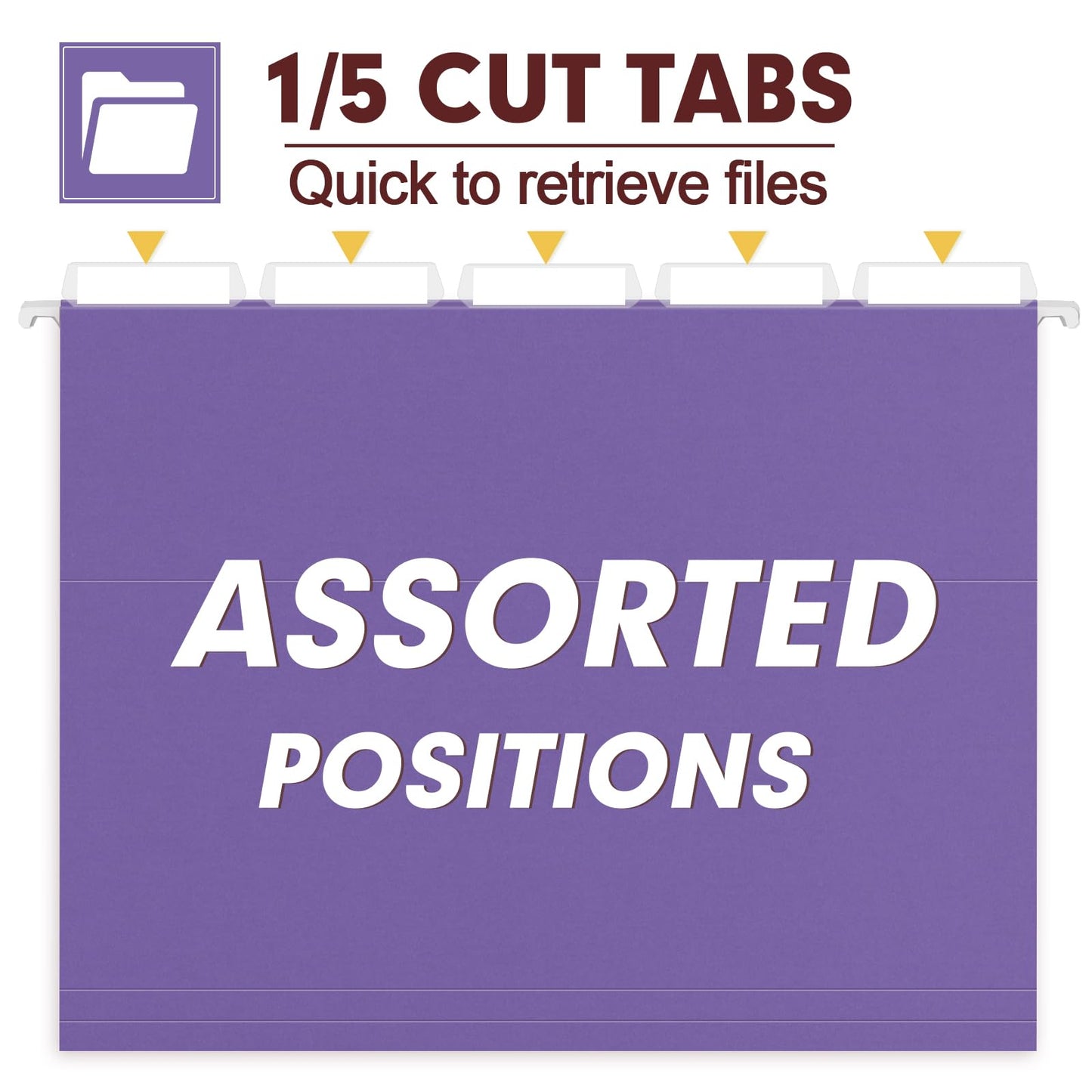HERKKA Hanging File Folders, 30 Pack Reinforced Letter Size Hanging Folders, Designed for Bulky Files, Filing Cabinet, 1/5-Cut Adjustable Tabs (Purple)