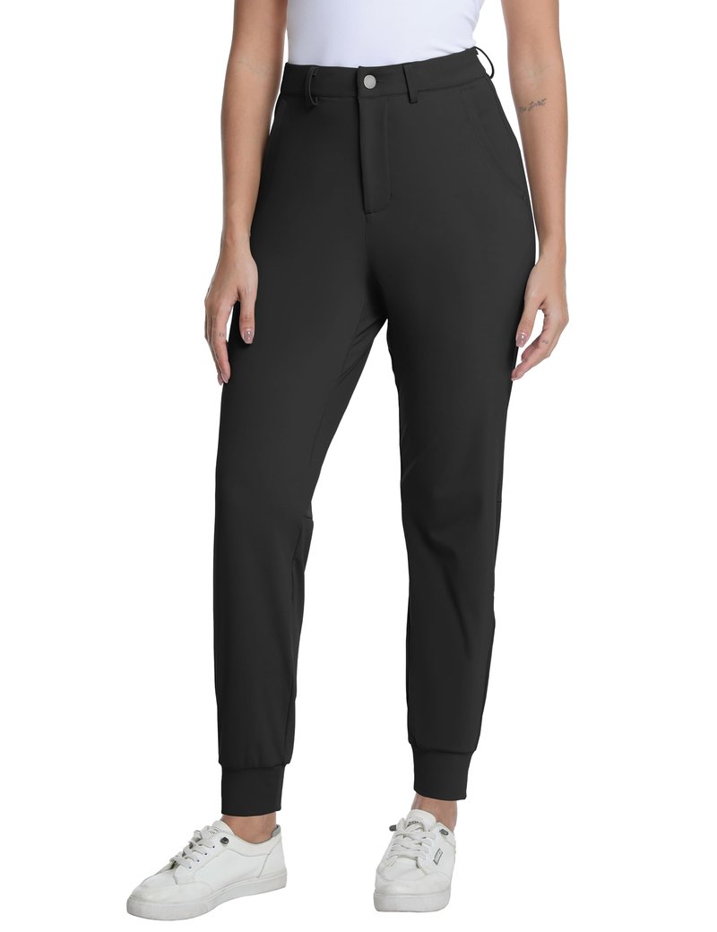 CFRTMTBB Women's Golf Joggers Pants with Belt Loops Stretch Travel Work Slacks Bussiness Ankle Dressy Casual Sweatpants (Black,L)