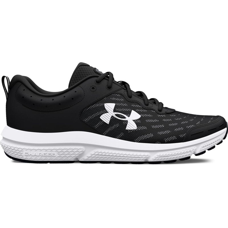 Under Armour Men's Charged Assert 10 Running Shoe, (001) Black/Black/White, 8.5 XX-Wide