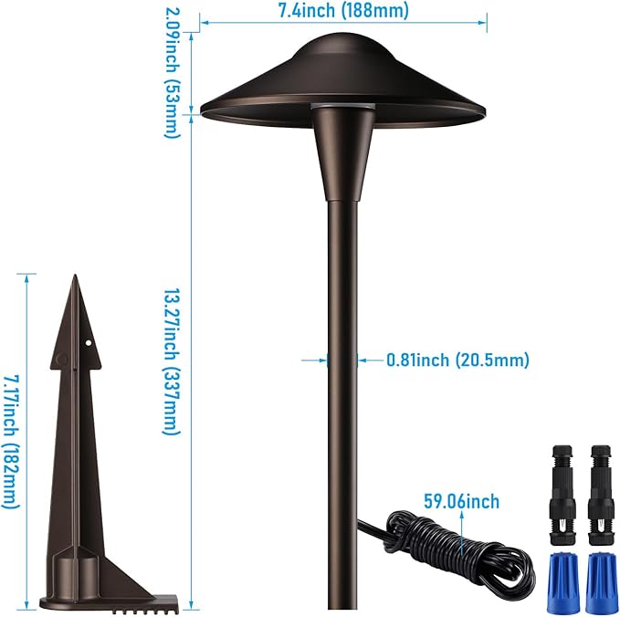LEONLITE Update 5CCT Low Voltage Pathway Lights, LED Landscape Path Lights, 1800/2700/3000/4000/5000K, Saucer Head, 12-24V AC/DC, IP65 Outdoor Walkway Light, Oil Rubbed Bronze Aluminum, Pack of 6