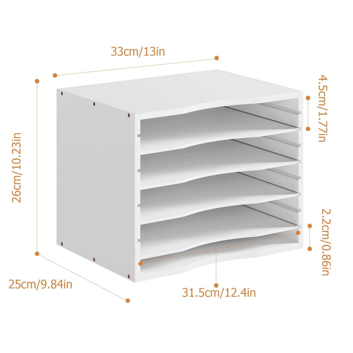 Bamjoy Bamboo 5 Tier Desktop Organizer, Paper Organizer Mail Sorter, File Holder Letter Document Storage with Adjustable Shelves for School Home Office, White