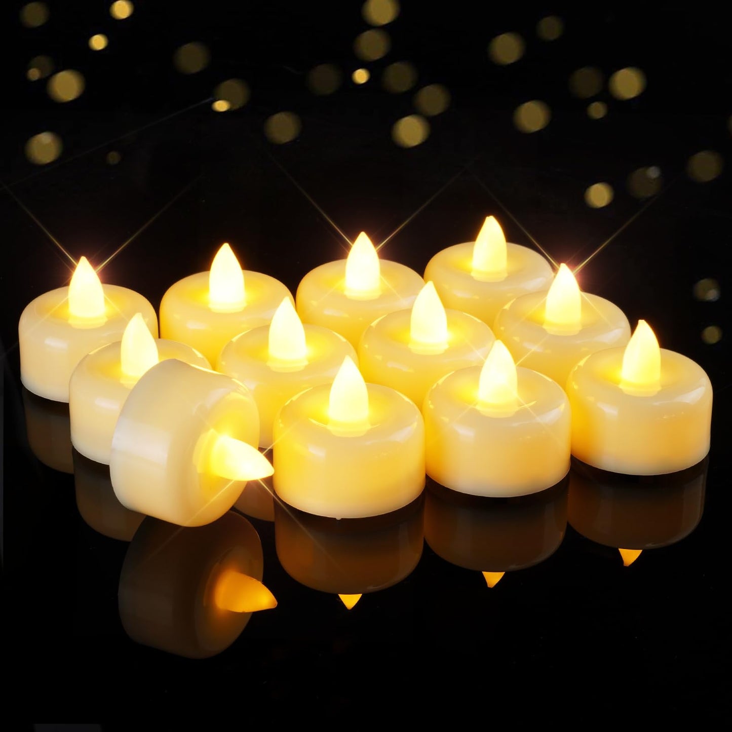Raycare 50Pack Flameless Candles, Battery Operated LED Tea Lights, Long Lasting Fake Candles, Electric Candles for Wedding, Holiday Party, Centerpieces, Home Decor, Halloween, Christmas