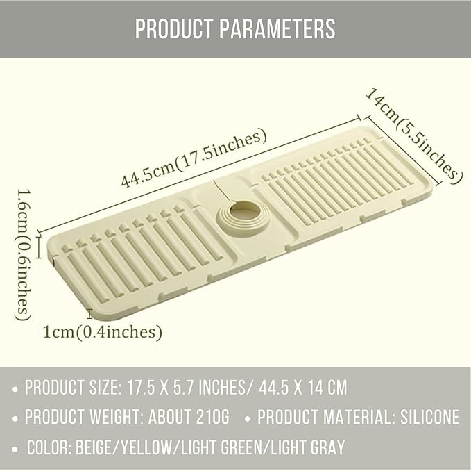 Silicone Sink Splash Guard, Non-Slip Faucet Mat