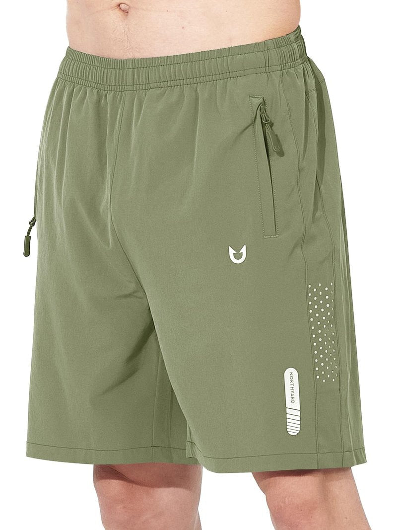NORTHYARD Men's Athletic Running Shorts Gym Workout 7"/9"/5" Quick Dry Lightweight Sports Basketball Tennis 3 Zipper Pockets LightGreen L
