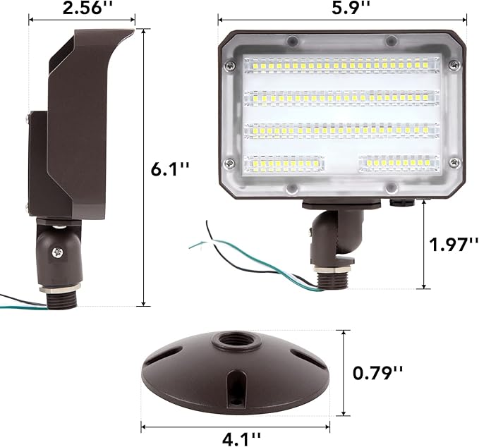 60W LED Flood Light with Knuckle, Outdoor Flood Light Dusk to Dawn Photocell 5000K 7800lm AC100-277V Equivalent 600W, ETL Waterproof Wall Mount LED Security Light for Yard Entrance Garden
