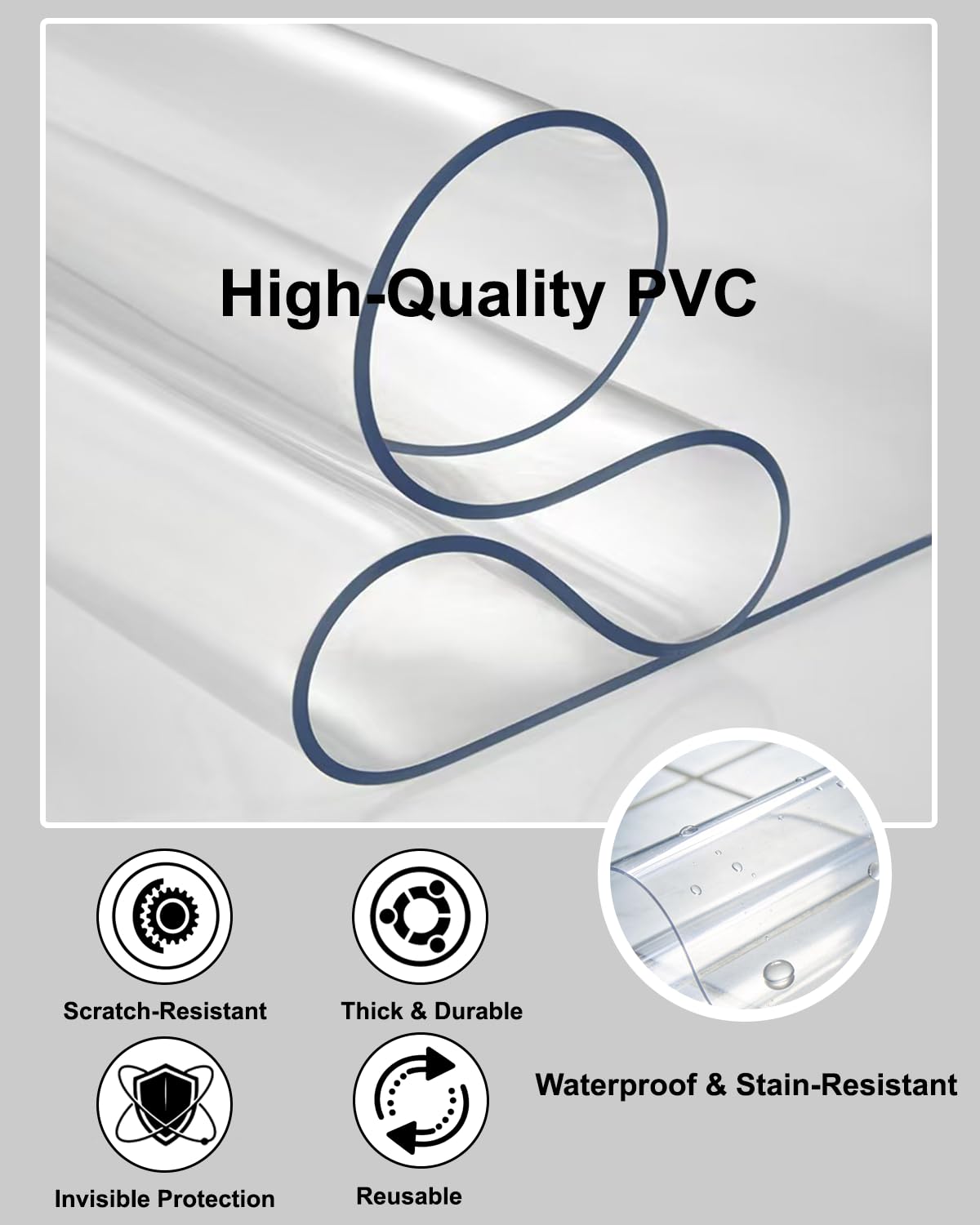 【16 Anti-Slip Stickers Included】 5'×7' Clear Vinyl Rugs for The Floor, Waterproof Vinyl Floor Mat, Plastic Floor Protector for Hardwood, Wipeable Clear Carpet Protector for Under Dining Table/Bedroom
